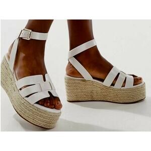 Raid Harlene Platform Espadrille Sandles In White Wrap Around US 6 Peep Toe